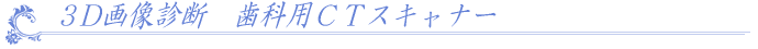 3D画像診断 歯科用CTスキャナー